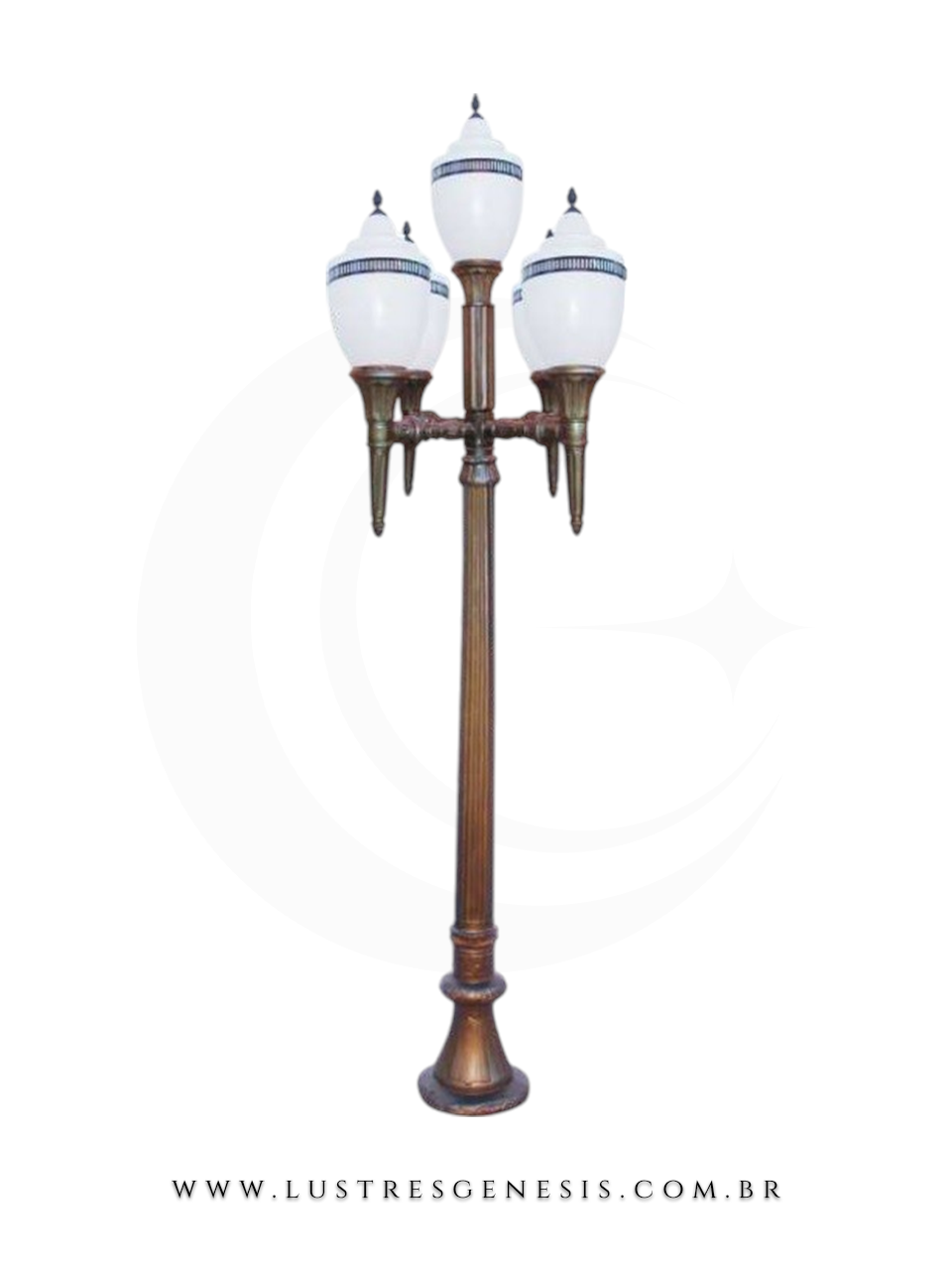 Poste de Jardim Colonial Clássico 4,13m com Globo Branco para Jardim Fachada Área Externa Garagem Piscina